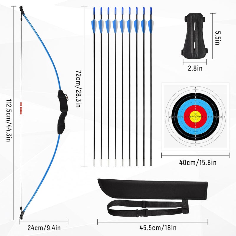 DAUPAN 45" Bow and Arrow Set for Kids 8-12 & Teens, Youth Archery Set - Beginner Longbow Toy for Indoor & Outdoor Practice - Ideal Gift for Birthday, Christmas, Halloween - Image 2